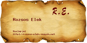 Rozsos Elek névjegykártya